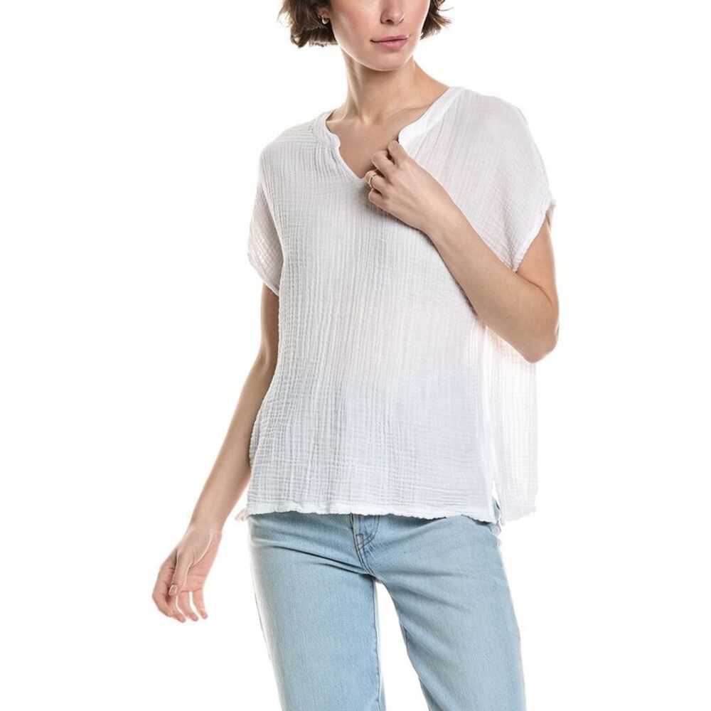 Michael Stars Womens  Naomi Gauze Top, White